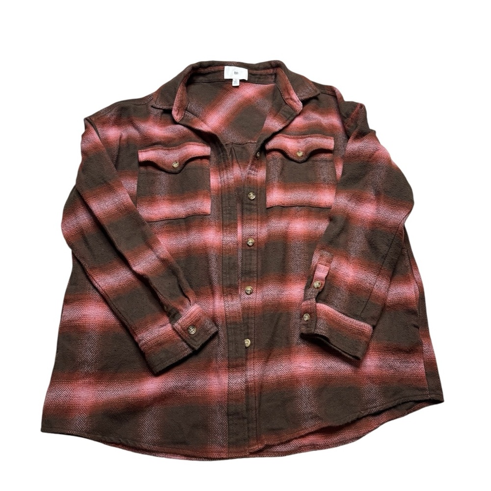 BP Women’s Plaid Flannel Button Up Shirt Long Sleeve Casual Small